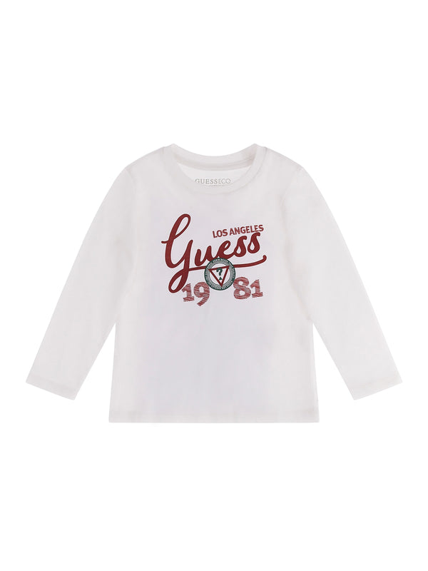 Guess Kids Maglietta Maniche Lunghe Bianca Bordeaux Bambino