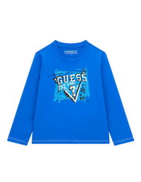 Guess Kids T-shirt Manches Longues Bleu Blanc Enfant — immagine 1