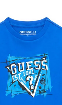 Guess Kids T-shirt Manches Longues Bleu Blanc Enfant — immagine 2