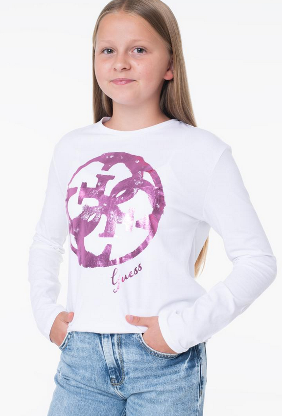 Guess Kids Maglia Maniche Lunghe Bianca Bambine Ragazze