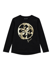 Guess Maglietta Maniche Lunghe Nera Oro Bambini — immagine 1