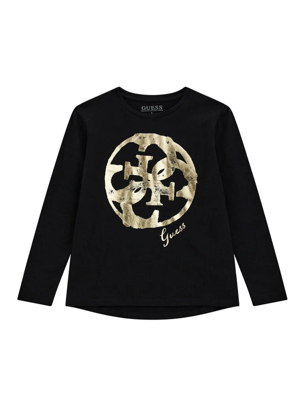 Guess Maglietta Maniche Lunghe Nera Oro Bambini