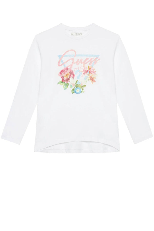Guess Kids Maglia Maniche Lunghe Bianca Bambine Ragazze