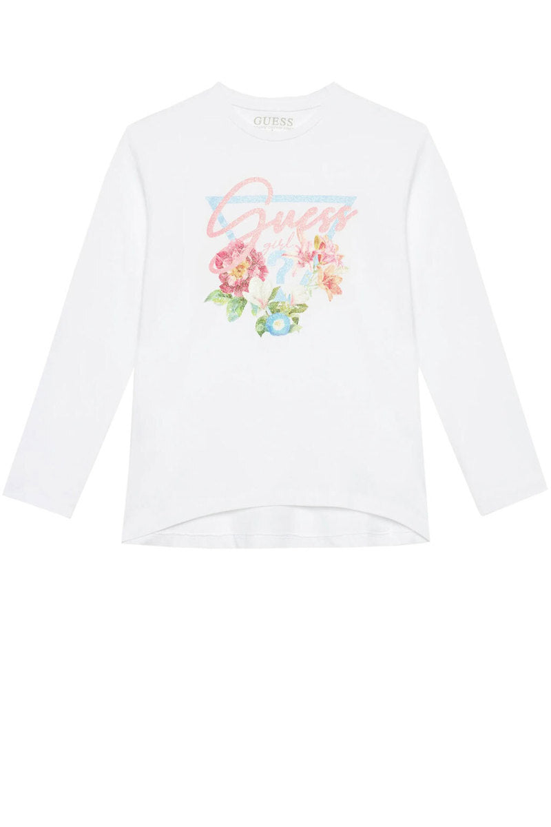 Guess Kids T-shirt manches longues blanc Enfant Fille