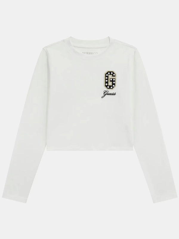 Guess Kids Maglia Maniche Lunghe Bianca Bambina