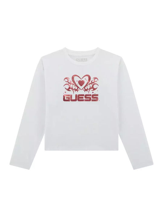 Guess Midi J T-Shirt  Bianca Rossa Bambina