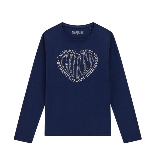 Guess Kids Maglia Maniche Lunghe Blu Bambine Ragazze