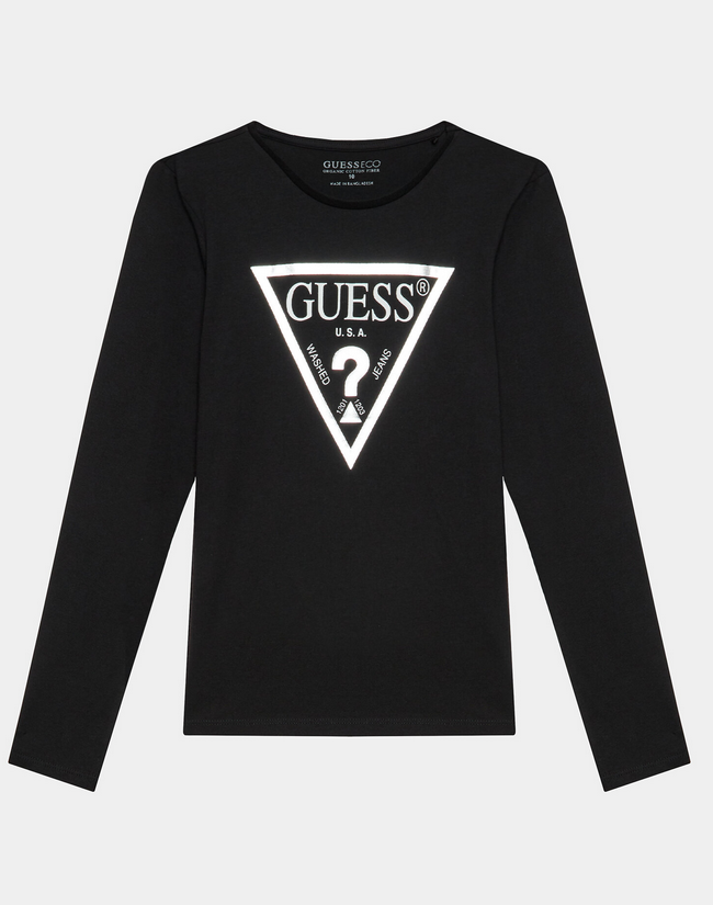 Guess T-shirt Manches Longues Noire Enfant