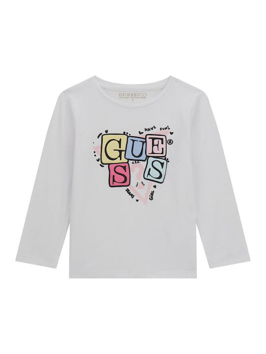 Guess Kids Ml Maglietta Maniche Lunghe Bianca Bambina