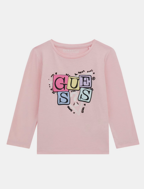 Guess Kids Ml Maglietta Maniche Lunghe Rosa Bambina