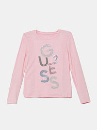 Guess Kids T-shirt ML en viscose rose bébé fille — immagine 1
