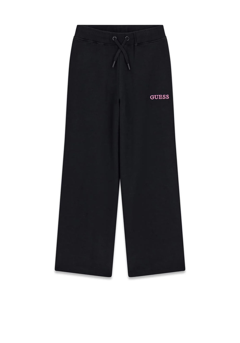 Guess Pantalon de jogging Palazzo Noir brossé pour fille avec lettrage brodé fuchsia