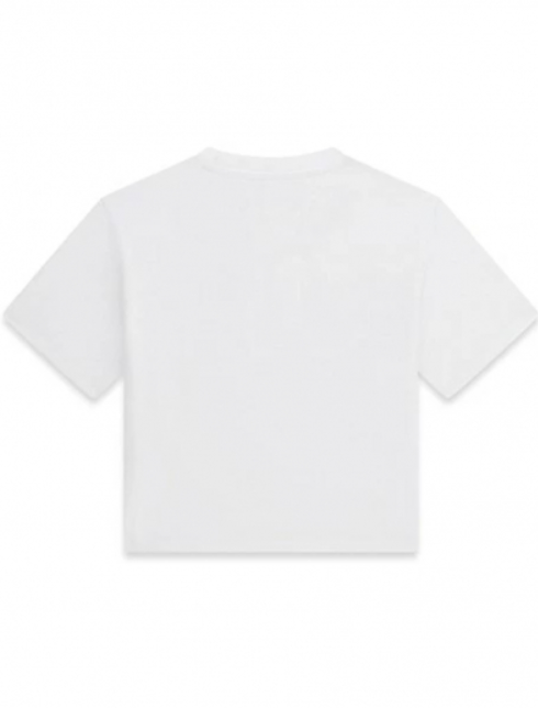Guess T-Shirt Bambina Manica Corta Bianca Crop Con Cuore Centrale A Strass E Scritta Piccola Ricamata