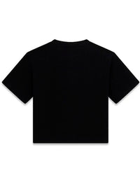 Guess T-Shirt Bambina Manica Corta Nera Crop Con Stella Centrale E Scritta Piccola Ricamata — immagine 2