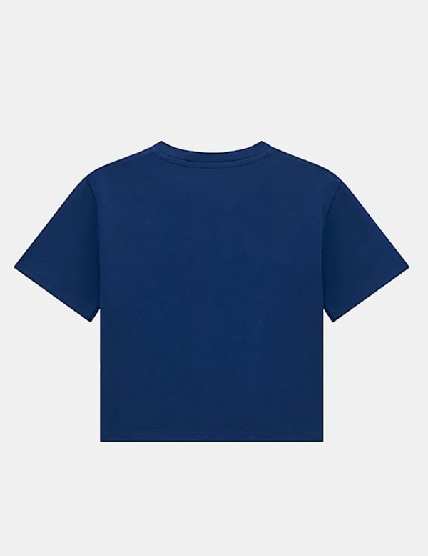 Guess T-Shirt Bambina Manica Corta Blu Con G Disegnate A Strass Blu, Argento E Celesti