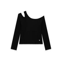 Guess T-shirt Manches Longues Fille Noire Épaule Droite Découverte — immagine 1