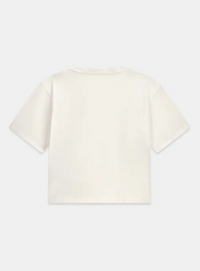 Guess T-Shirt Bambina Manica Corta Crop Bianca Con Paiette Gioello — immagine 2
