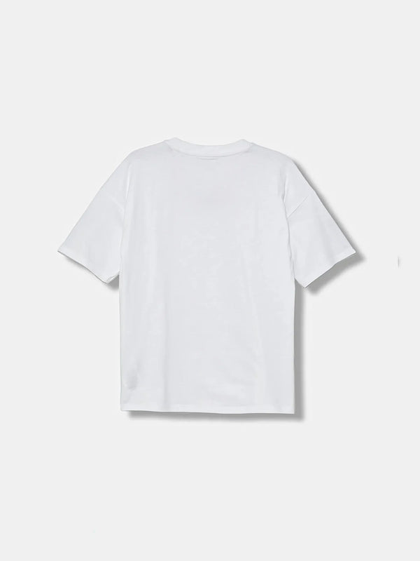 Guess T-Shirt Bambina Manica Corta Bianca Con Clip Logo Centrale