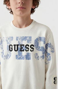 GUESS FELPA OVER CON STAMPA BIANCA BAMBINO — immagine 2