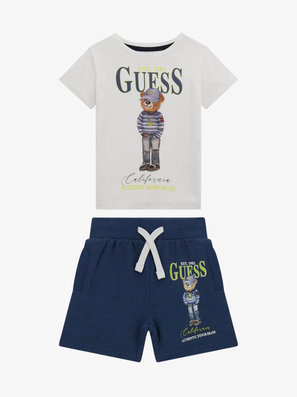 Guess Kids Graphic  Completo 2 Pezzi Bianco Blu Bambino