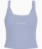 Guess Canotta Celeste Con Scritta Ricamata