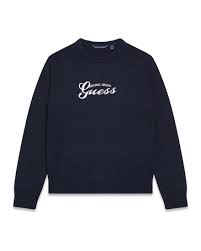 Guess Pull en maille à broderie bicolore Bleu Enfant