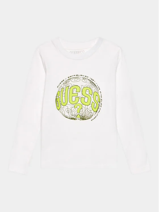 Guess Kids Maglietta Maniche Lunghe Bianca Bambino