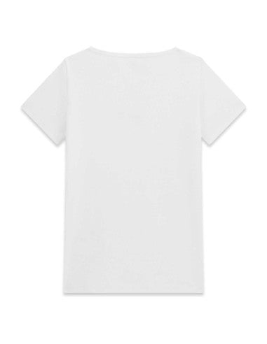 Guess T-Shirt Bambina Manica Corta Bianca A Costine Con Clip Logo Centrale  Con Strass