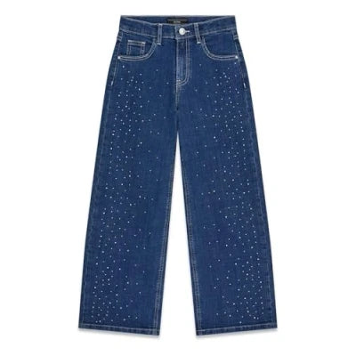 GUESS JEANS DRITTO CON STRASS LUNGO LA GAMBA, REGOLABILE IN VITA