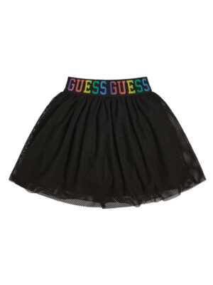 Guess  Stretch Net Midi Skirt Gonna nera  bambina