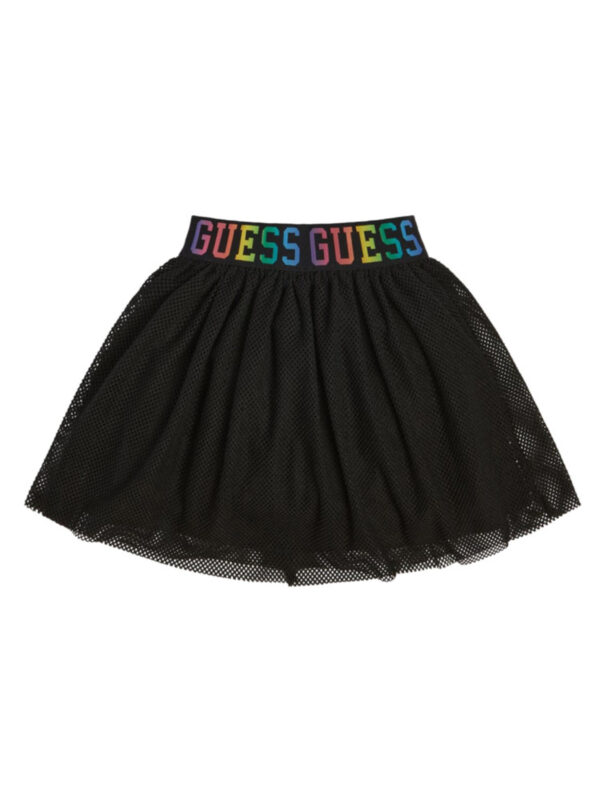 Guess  Stretch Net Midi Skirt Gonna nera  bambina