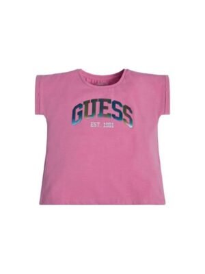 Guess Girls  Iridescent Logo T-shirt Rosa Bambina