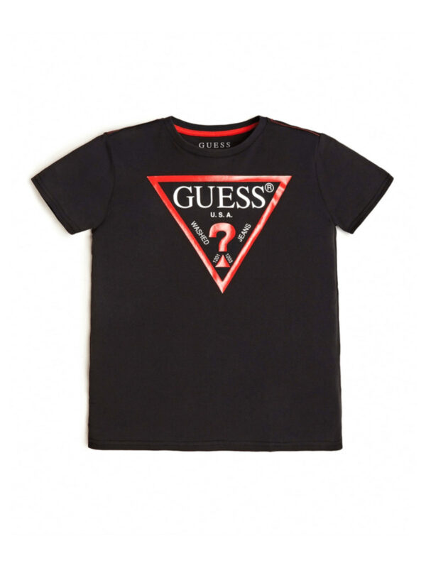 Guess T-shirt Verde Con Logo Centrale Bambini