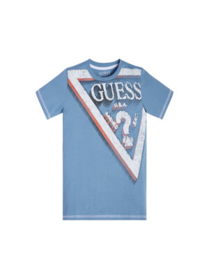 Guess T-shirt Azzurra Con Logo Centrale Bambini
