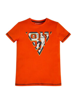 Guess T-shirt Arancione Con Logo Centrale Bambini