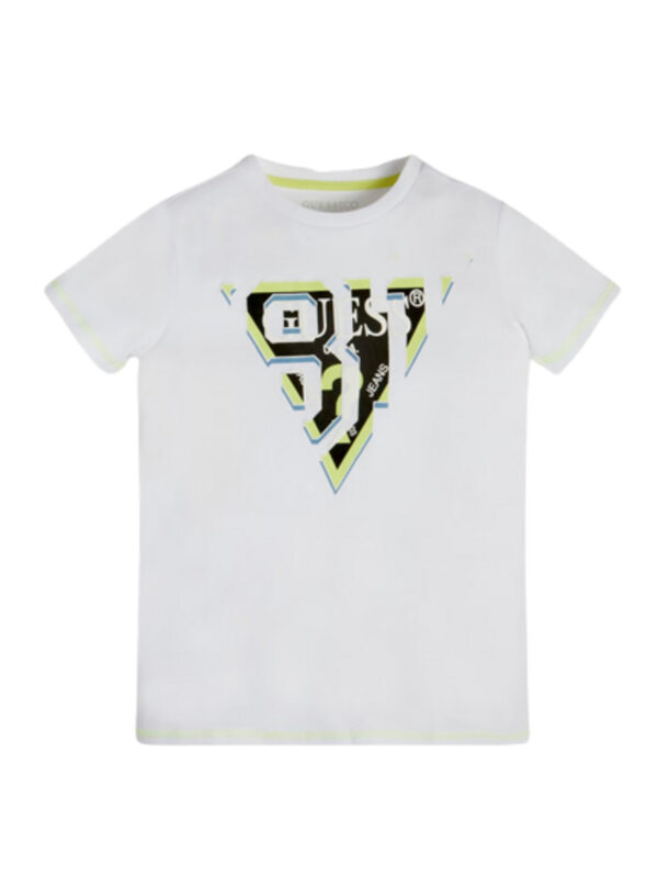 Guess T-shirt Bianca Con Logo Centrale Bambini
