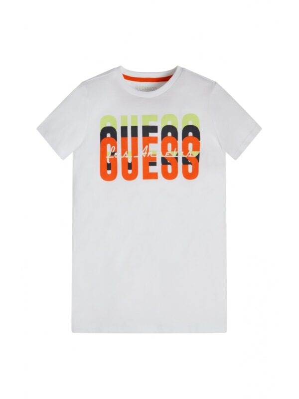 Guess Kid T-shirt Bianca Con Logo Centrale Bambini