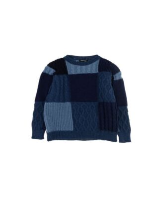 IMPERILA MAGLIONE INVERNALE A QUADRI INTRECCIATI BLU BAMBINO