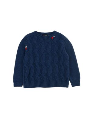 Guess Pullover in maglia con ricamo bicolore Blu Bambino