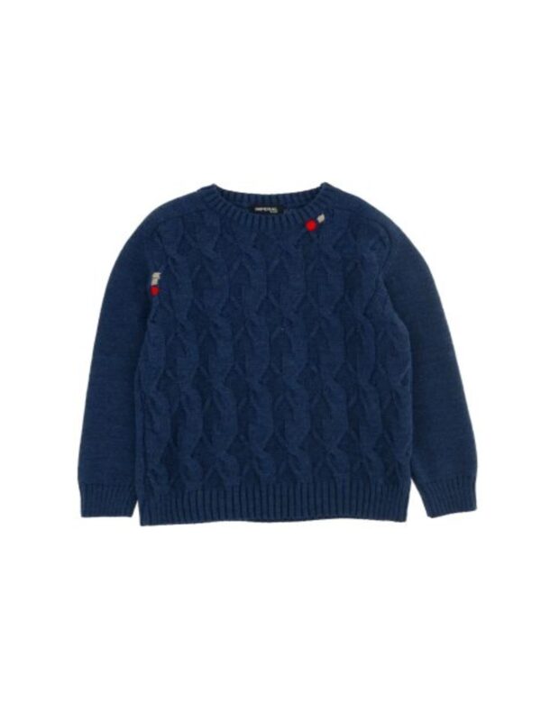 Guess Pullover in maglia con ricamo bicolore Blu Bambino