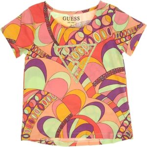 Guess Printed Glitter Logo Tee T-shirt Multicolore Bambina