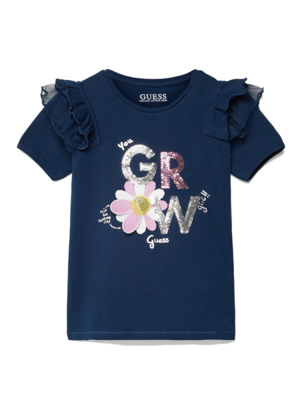 Guess Glitter Grow T-shirt Blu Bambina