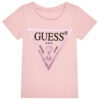 Guess T-shirt logo triangolo effetto laminato Rosa Bambina