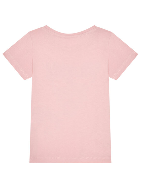 Guess T-shirt logo triangolo effetto laminato Rosa Bambina
