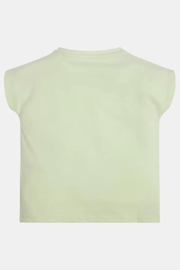 Guess T-shirt con logo triangolare con paillettes Verde Bambina