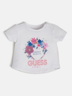 Guess T-shirt  a manica corta e stampa a colori Bianca Bambina