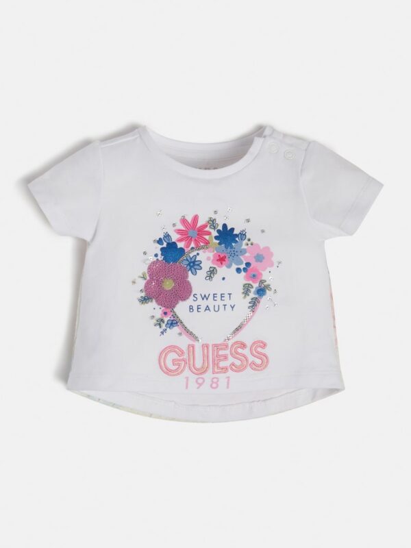 Guess T-shirt  a manica corta e stampa a colori Bianca Bambina