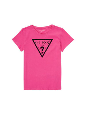 Guess T-shirt logo triangolo effetto laminato Fucsia Bambina