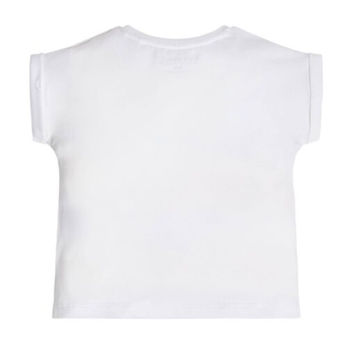 Guess Kid T-shirt con logo avorio iridescente Bianca Bambina