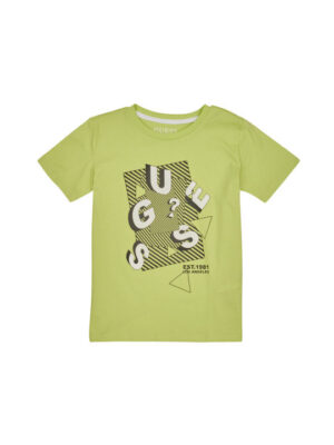 Guess T-shirt Verde Con Logo Centrale Bambini